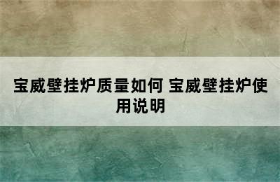 宝威壁挂炉质量如何 宝威壁挂炉使用说明